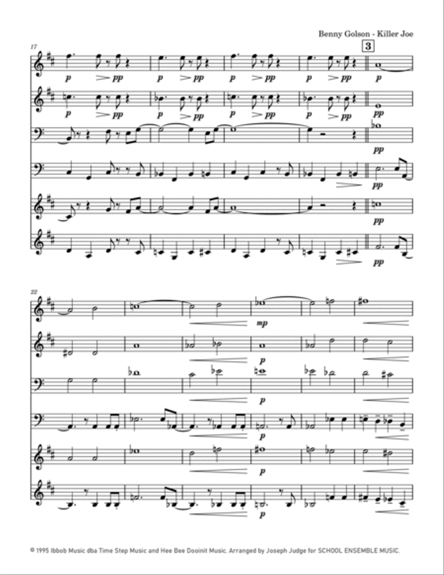 Cool Joe, Mean Joe (killer Joe) Brass Quartet scores gallery preview page 3
