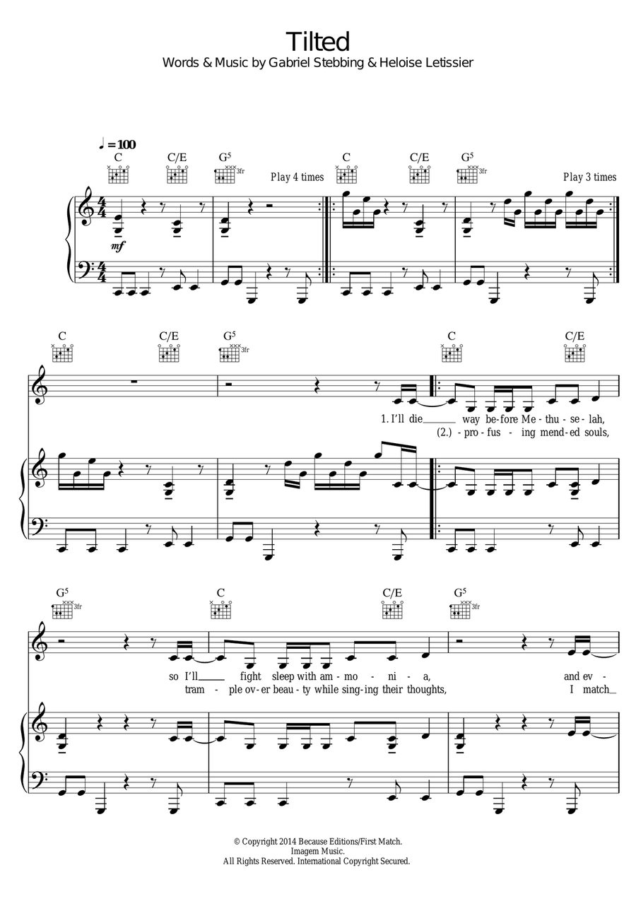Tilted Piano, Vocal scores gallery preview page 1