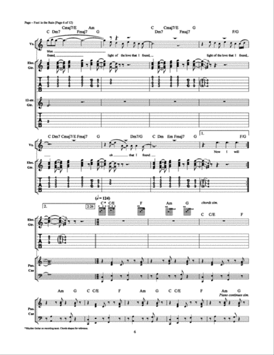 Fool in the Rain Electric Guitar scores gallery preview page 6