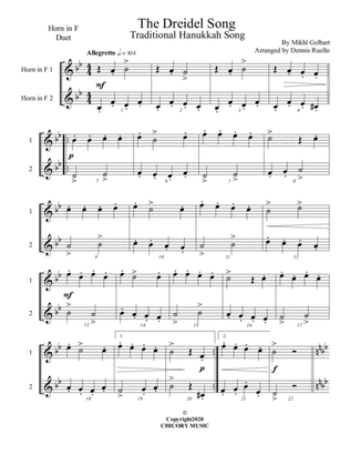 The Dreidel Song - Horn in F Duet - Intermediate