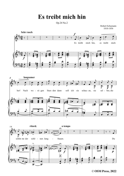 Schumann-Es treibt mich hin,Op.24 No.2,in b minor,for Voice and Piano