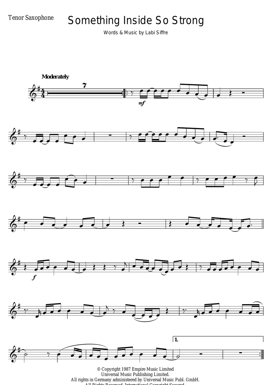 (Something Inside) So Strong Tenor Saxophone scores gallery preview page 1