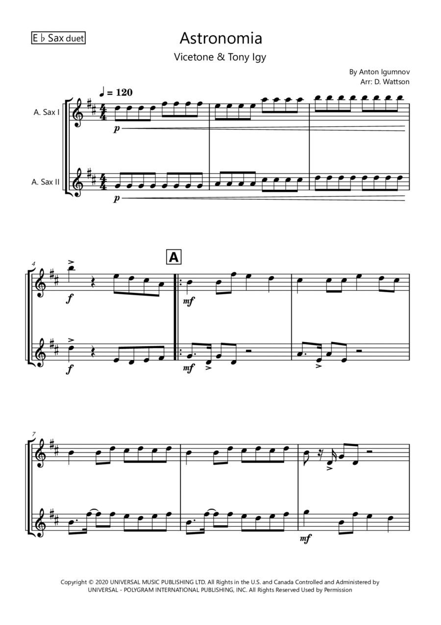 Astronomia Astronomia Woodwind Duet scores gallery preview page 1