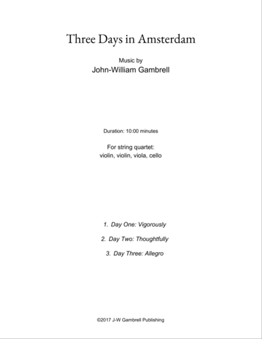 Three Days in Amsterdam String Quartet scores gallery preview page 2