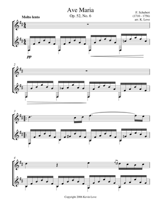 Ave Maria, D Major (Violin and Guitar) - Score and Parts