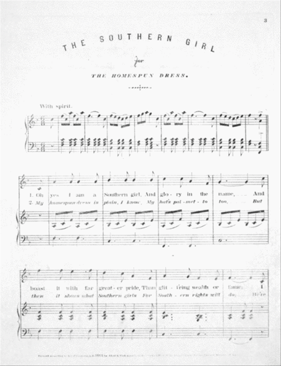 Southern Songs of the War. The Southern Girl, or, The Homespun Dress Voice scores gallery preview page 2