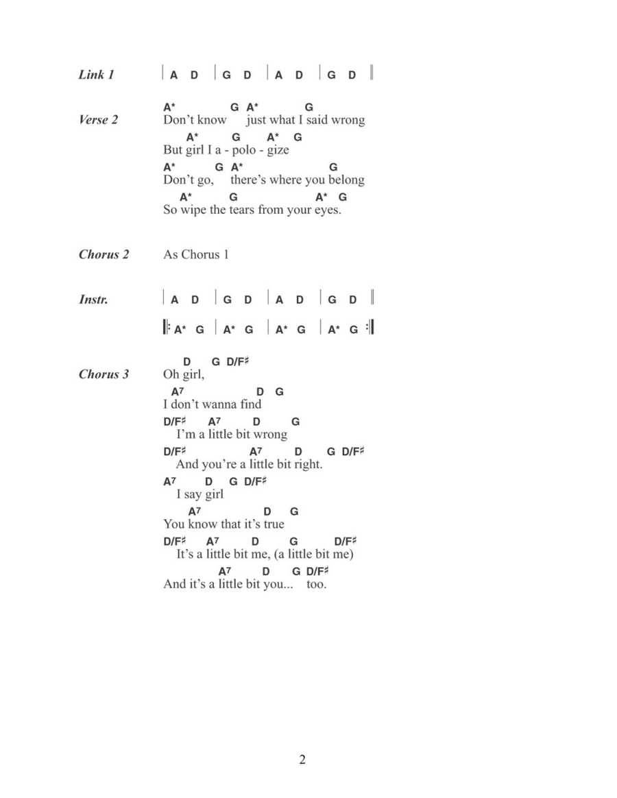 A Little Bit Me, A Little Bit You Acoustic Guitar scores gallery preview page 2