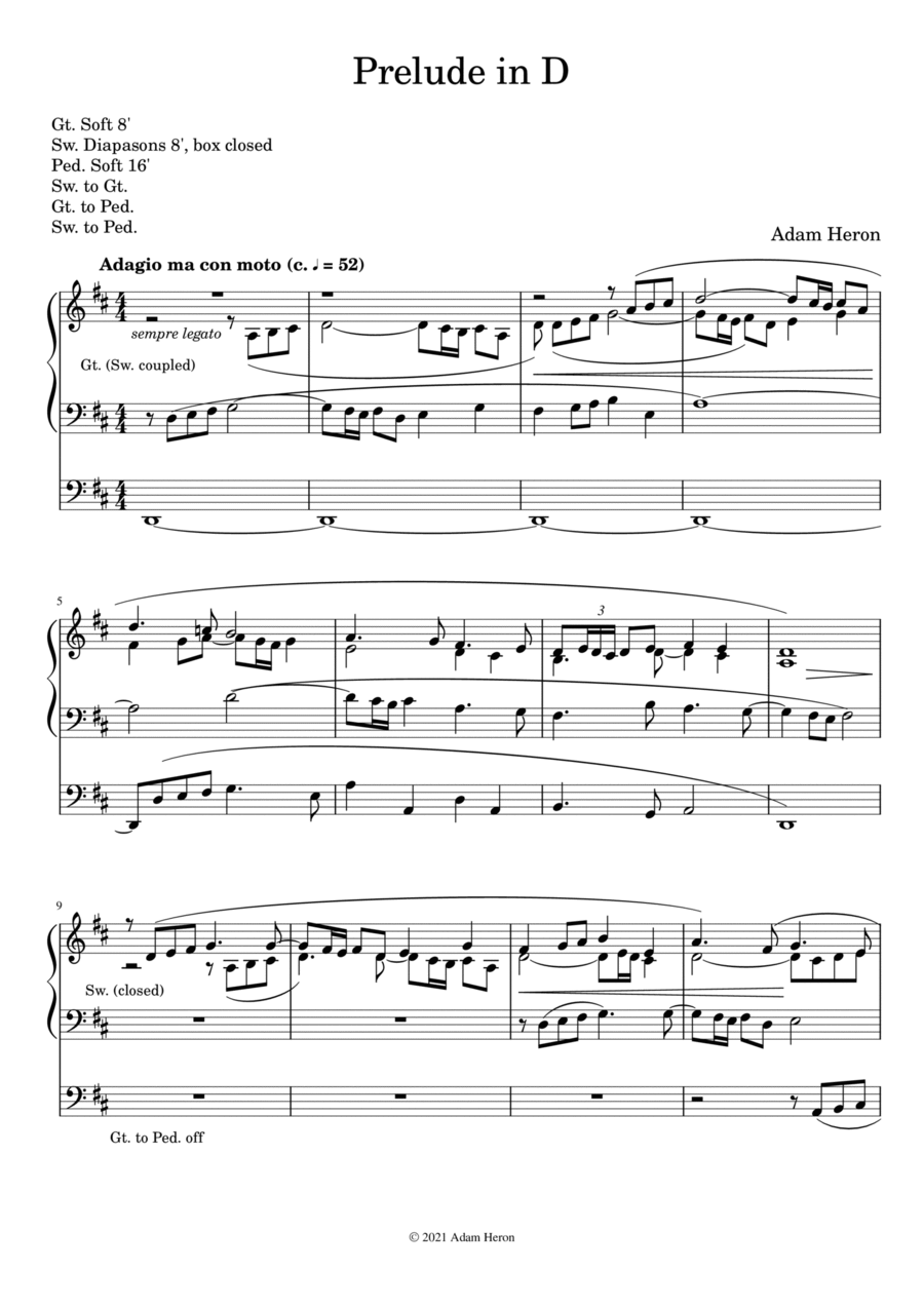 Prelude in D Organ Solo scores gallery preview page 1