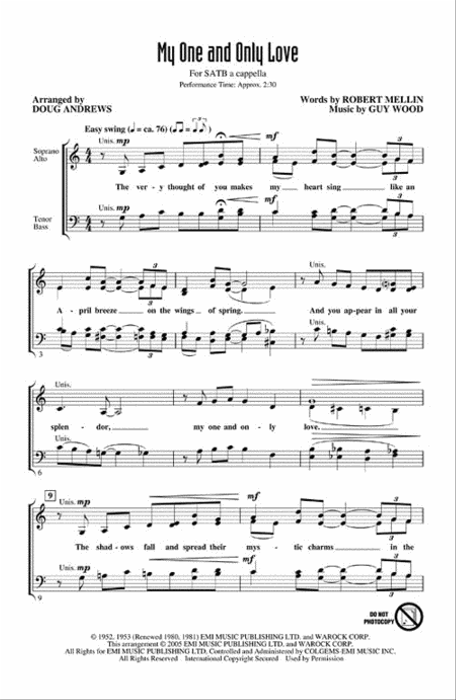 My One and Only Love 4-Part scores gallery preview page 2