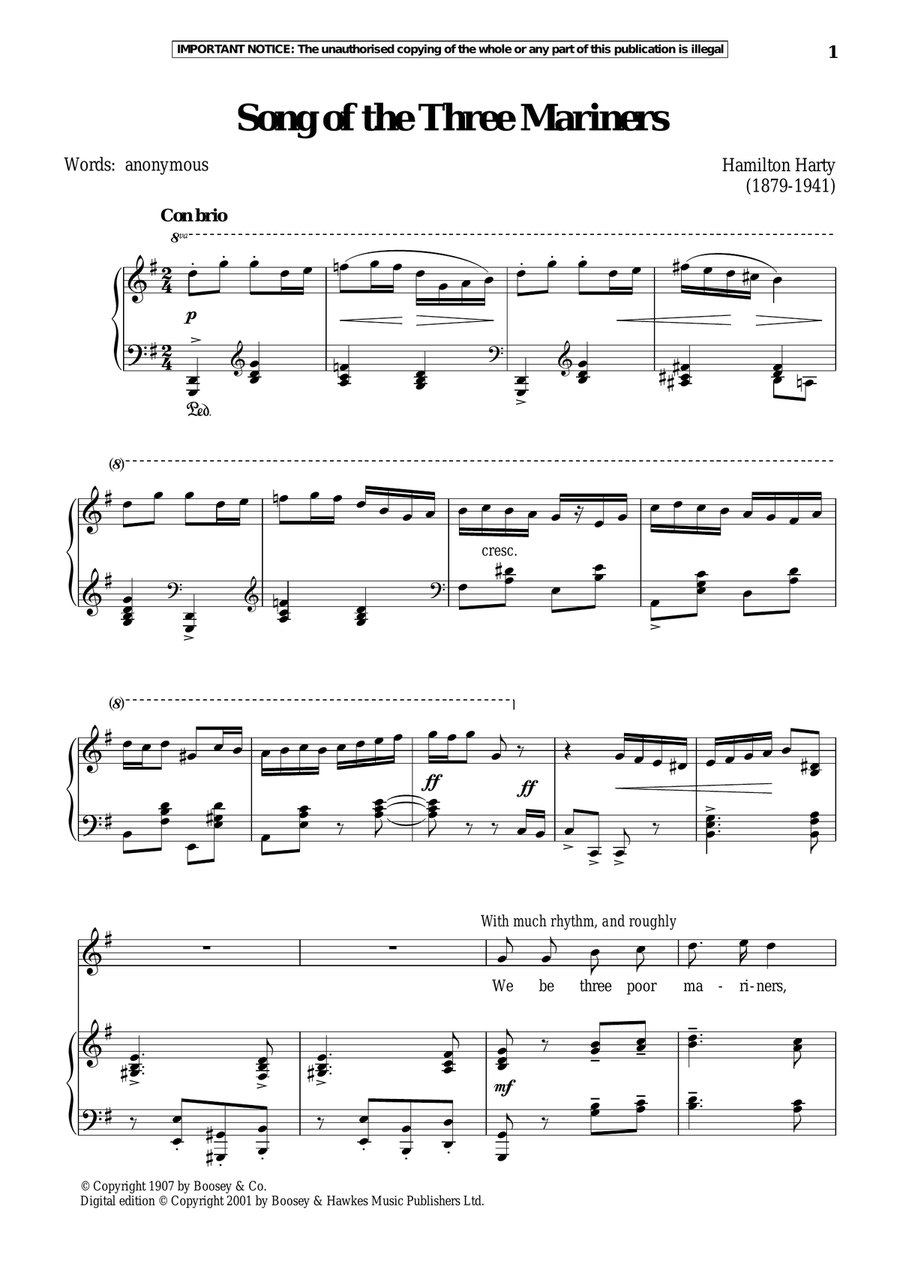 Song Of The Three Mariners Piano, Vocal scores gallery preview page 1