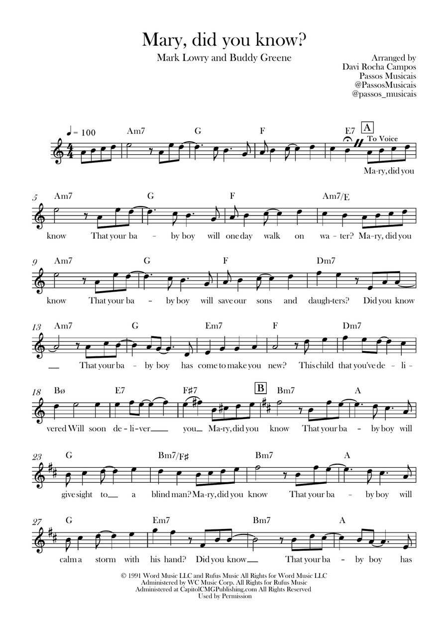 Mary, Did You Know? Mary, Did You Know? Piano scores gallery preview page 1