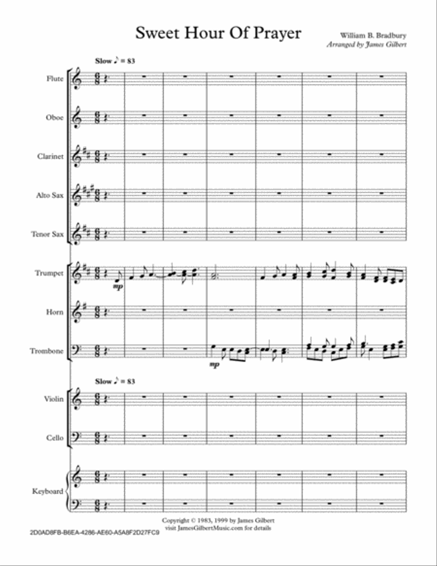 Sweet Hour Of Prayer Full Orchestra scores gallery preview page 1