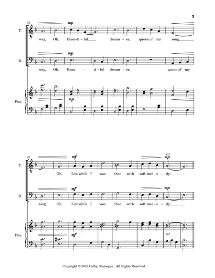 Beautiful Dreamer (TB Duet, Piano Accompaniment) TB scores gallery preview page 4