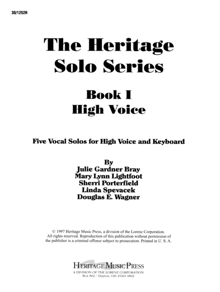 The Heritage Solo Series, Book 1 - High Voice