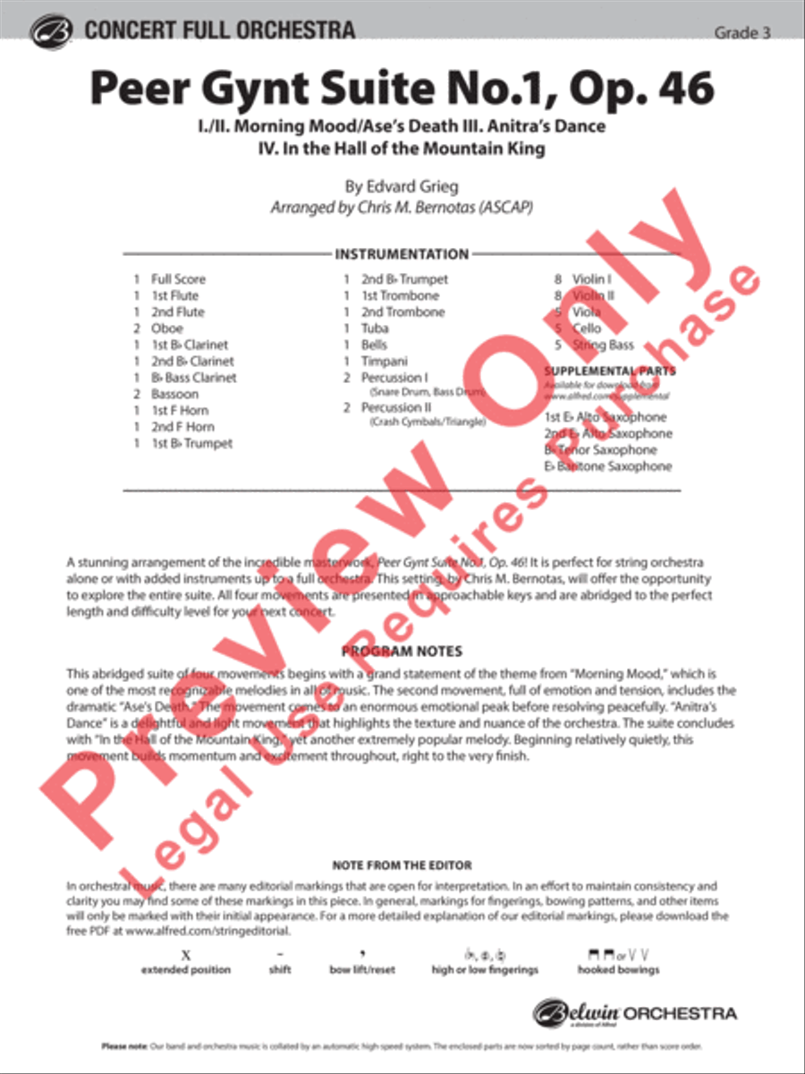 Peer Gynt Suite No.1, Op. 46 Full Orchestra scores gallery preview page 2