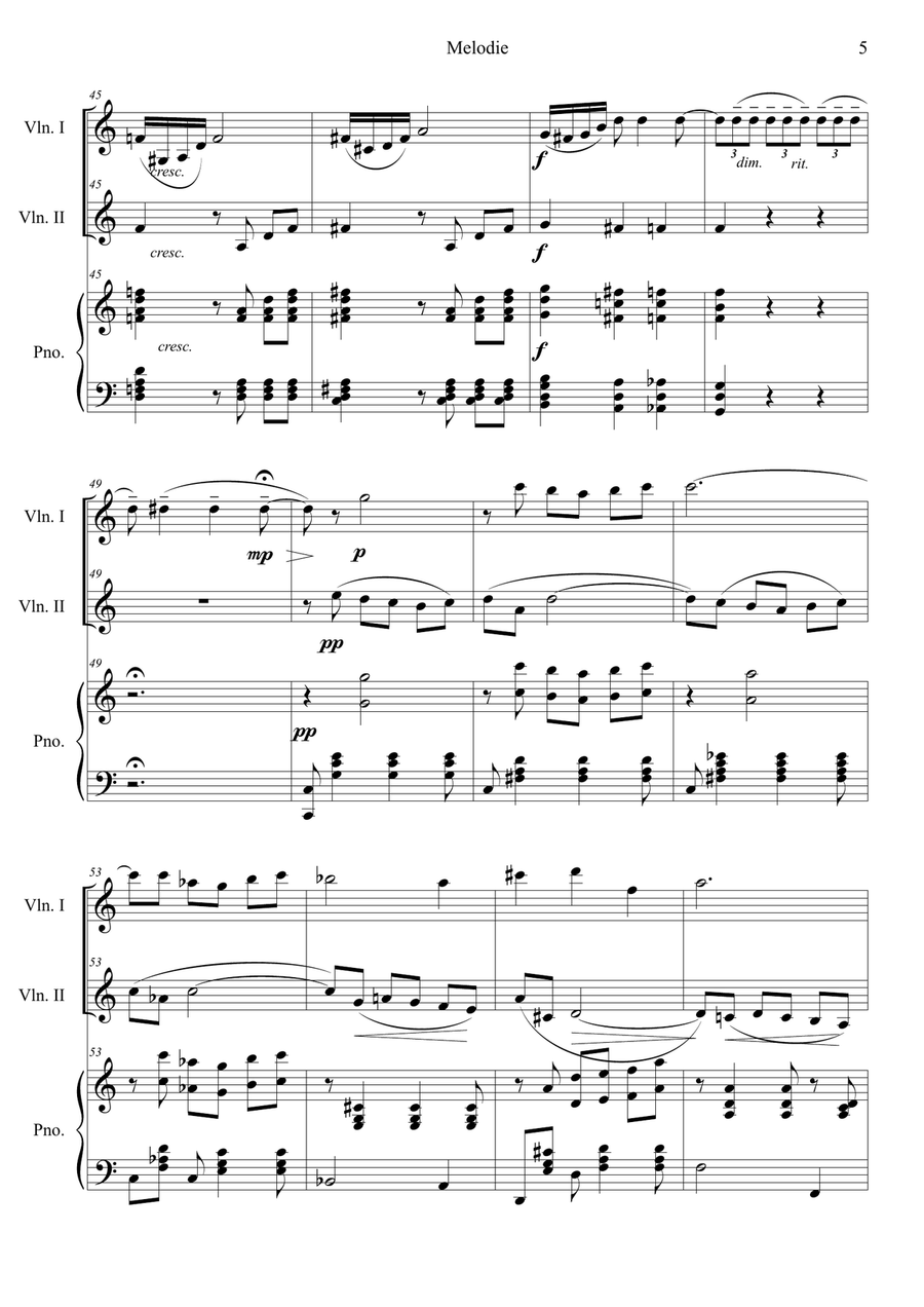 Tchaikovsky: Souvenir d'un lieu cher, Op.42 Melodie (in C) Piano Trio - Digital Sheet Music page 5