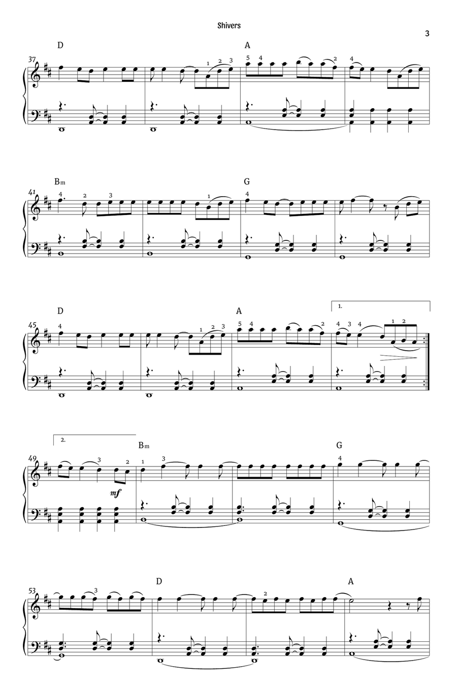Shivers Piano Solo scores gallery preview page 3