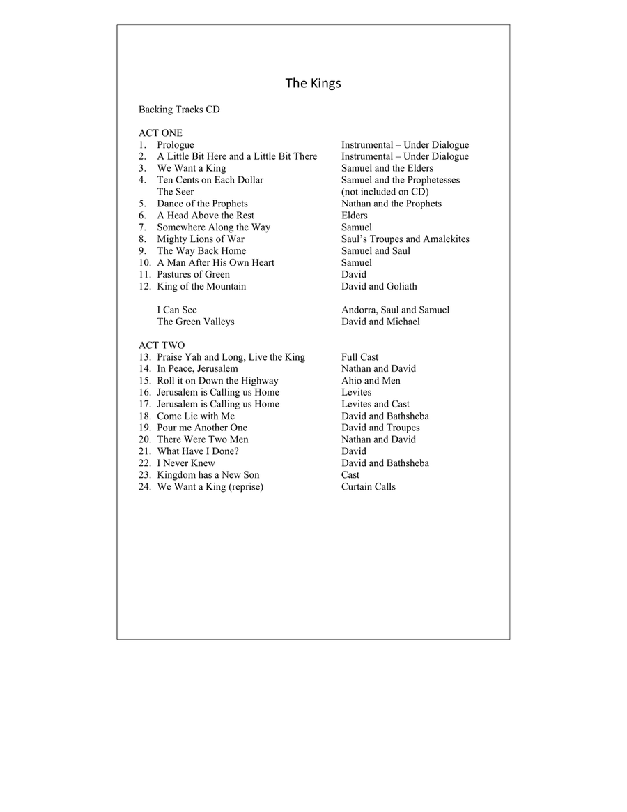 The Kings: LIBRETTO The Kings: LIBRETTO Voice scores gallery preview page 1