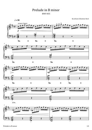Book cover for J.S. BACH - Prelude in B minor - BWV 855 - For Piano Solo