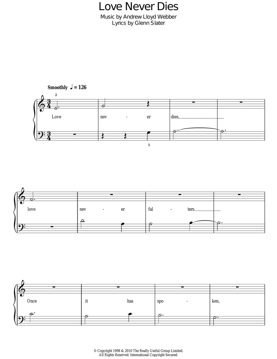 Love Never Dies Love Never Dies Easy Piano scores gallery preview page 1