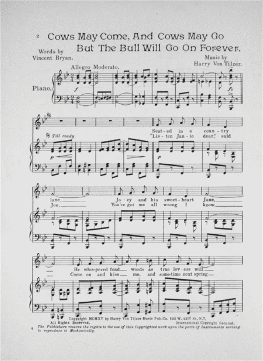 (Cows My Come and Cows May Go), But The Bull Goes On Forever Voice scores gallery preview page 2