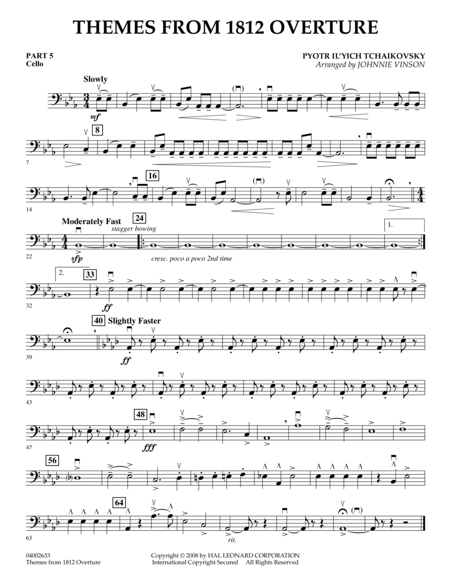 Themes from 1812 Overture - Pt.5 - Cello Concert Band scores gallery preview page 1