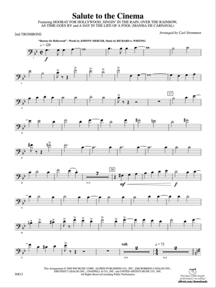 Salute to the Cinema: 2nd Trombone Concert Band scores gallery preview page 1