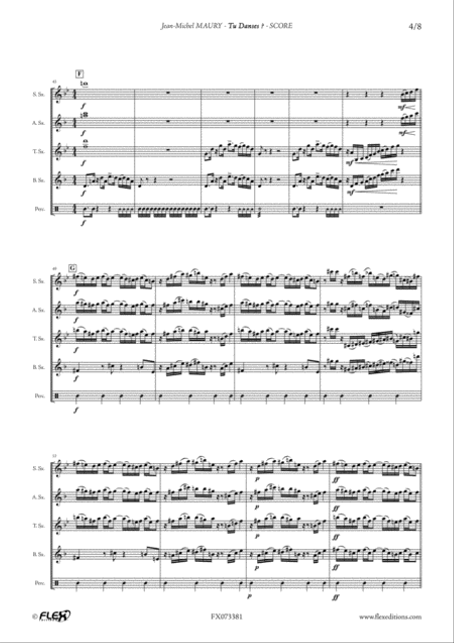 Tu Danses ? Tu Danses ? Tenor Saxophone scores gallery preview page 5