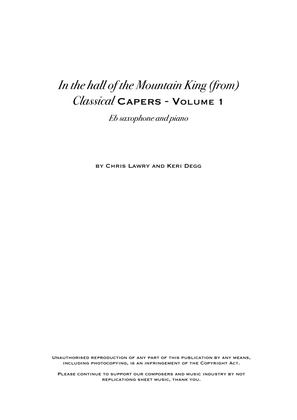 In the hall of the mountain king (Grieg) (but not as you know it!) includes original sax solo - Eb s