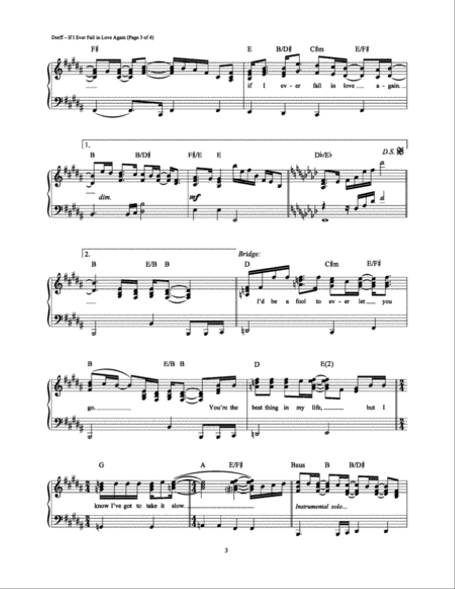 If I Ever Fall in Love Again Piano, Vocal, Guitar scores gallery preview page 3