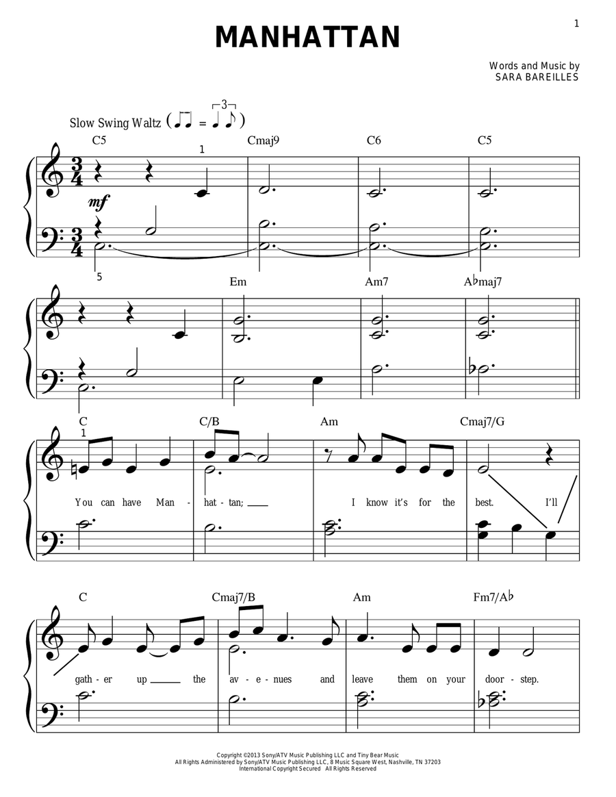 Manhattan Easy Piano scores gallery preview page 1