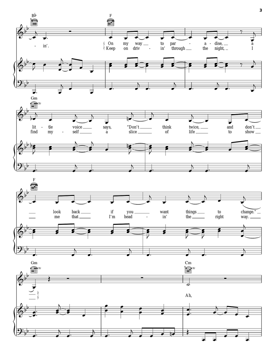 Out On The Road Piano, Vocal, Guitar scores gallery preview page 3