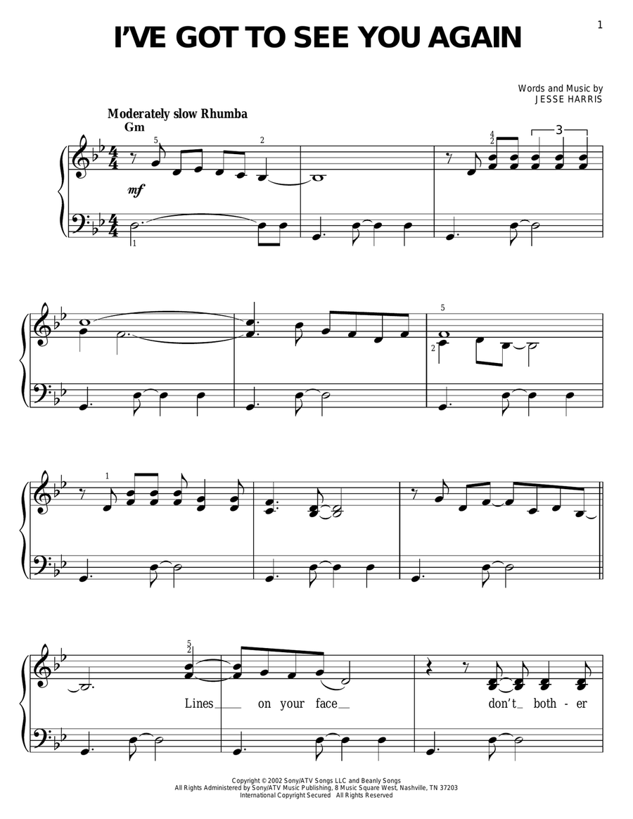 I've Got To See You Again Easy Piano scores gallery preview page 1