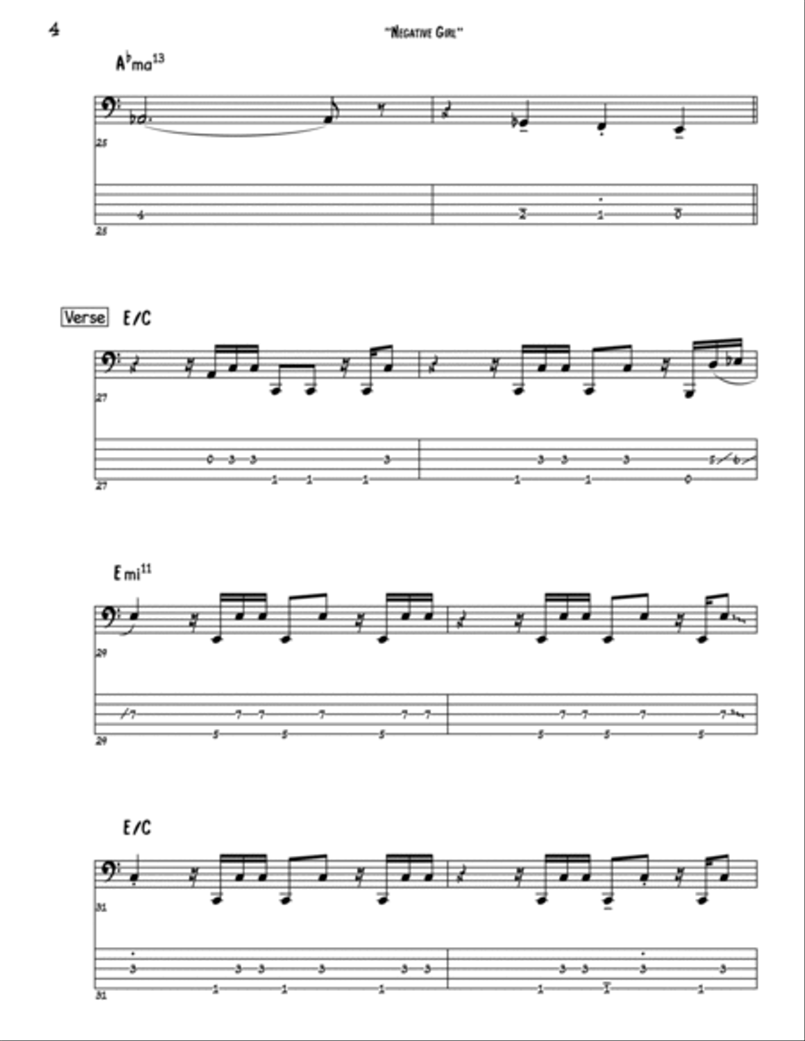 Negative Girl Negative Girl Bass Guitar scores gallery preview page 4