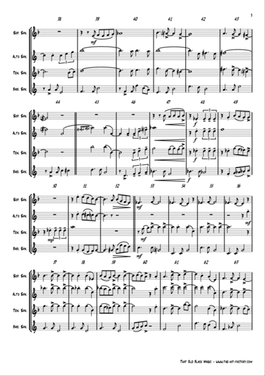 That Old Black Magic Woodwind Quartet scores gallery preview page 3