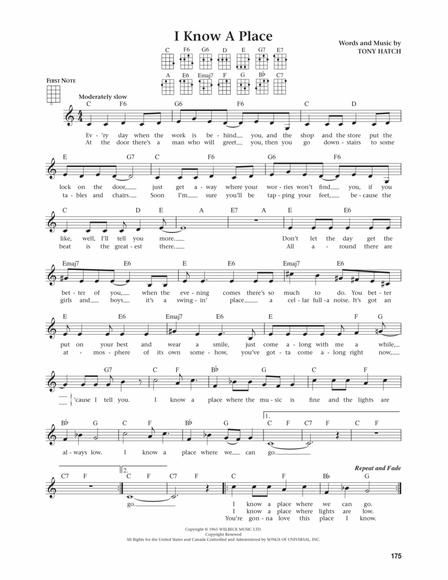 I Know A Place (from The Daily Ukulele) (arr. Jim Beloff) Ukulele scores gallery preview page 1