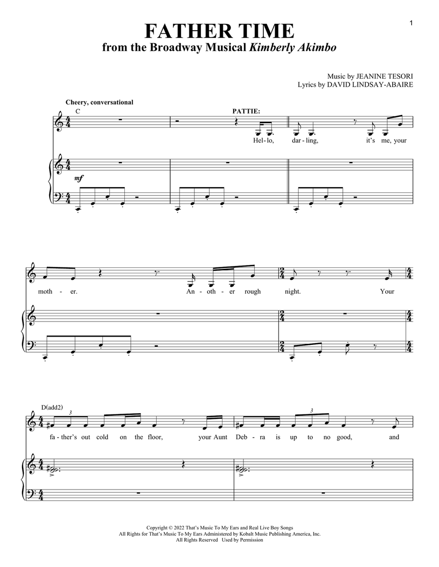 Father Time (from Kimberly Akimbo) Piano, Vocal scores gallery preview page 1