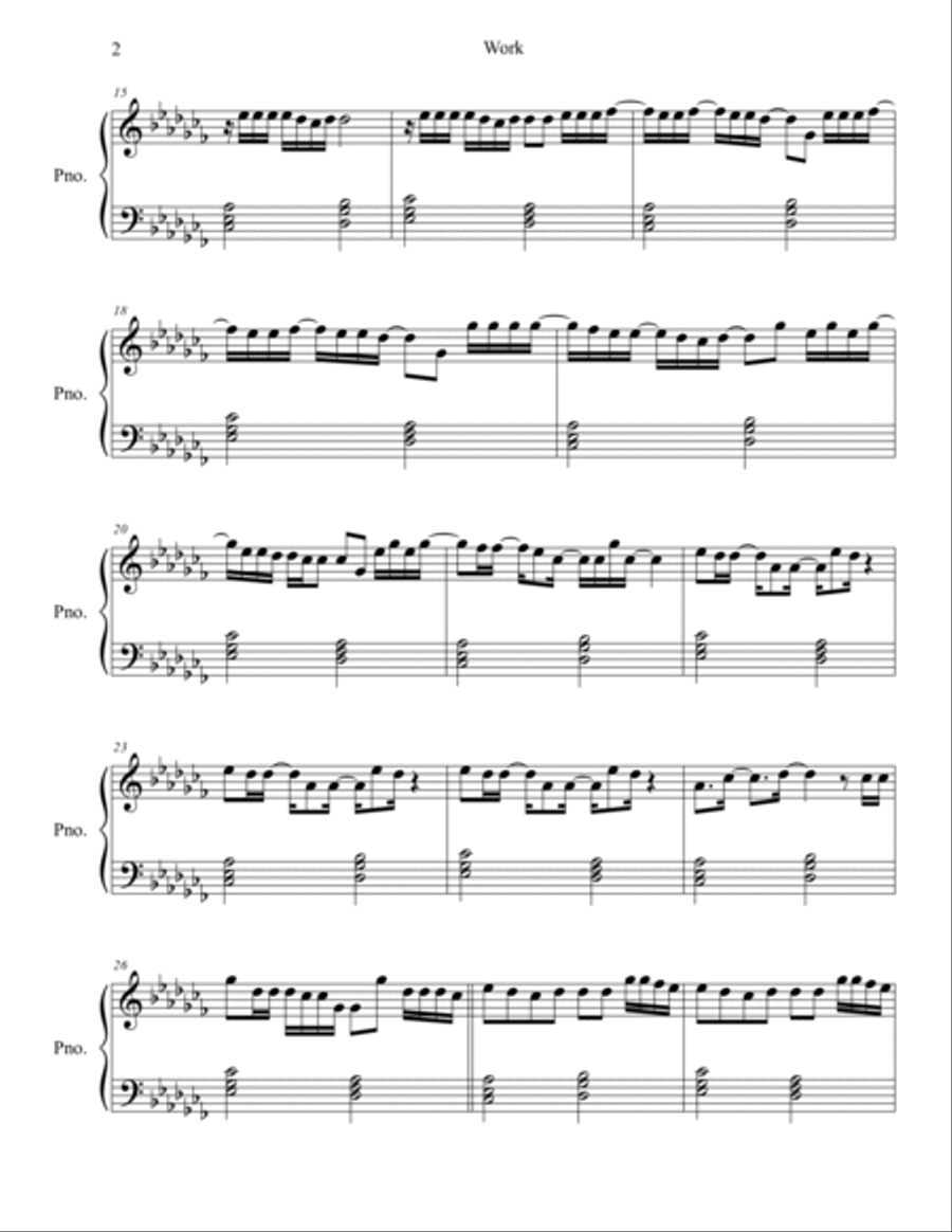 Work Work Easy Piano scores gallery preview page 2