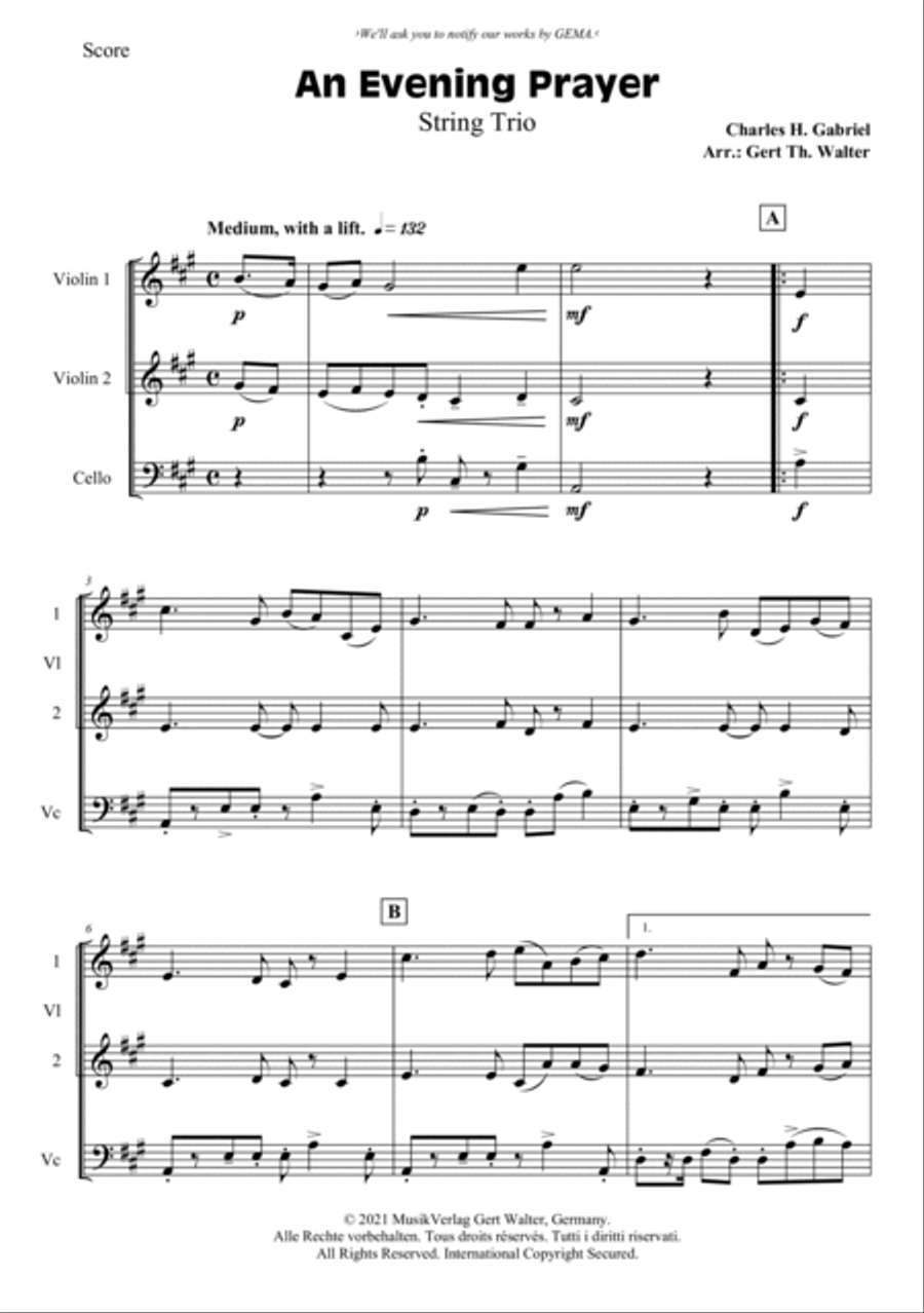 An Evening Prayer Piano Quartet scores gallery preview page 3