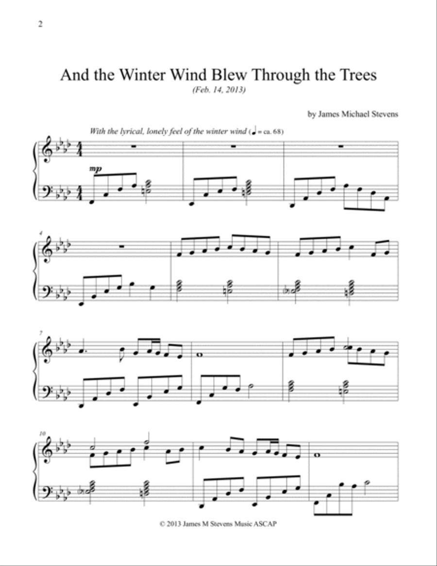 And the Winter Wind Blew Through the Trees Piano Solo scores gallery preview page 2