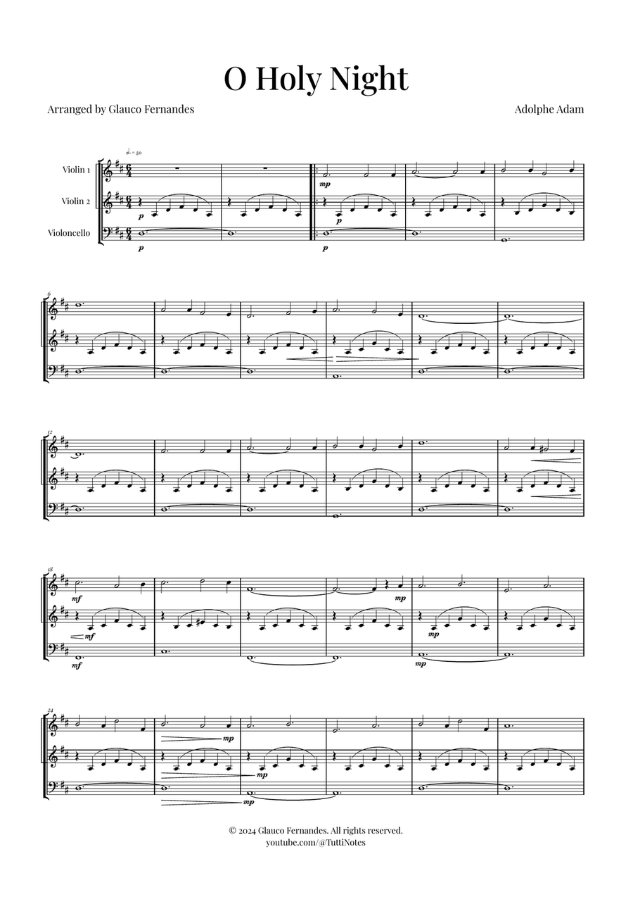 O Holy Night | Two Violins & Cello String Trio scores gallery preview page 1