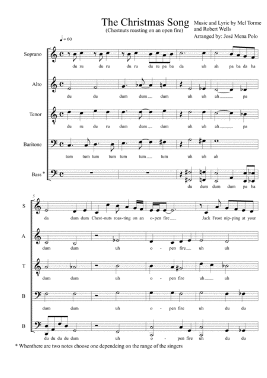 The Christmas Song (Chestnuts Roasting On An Open Fire) 4-Part scores gallery preview page 1