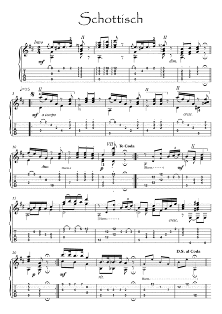 Classical guitar solo - Scottisch Acoustic Guitar scores gallery preview page 1