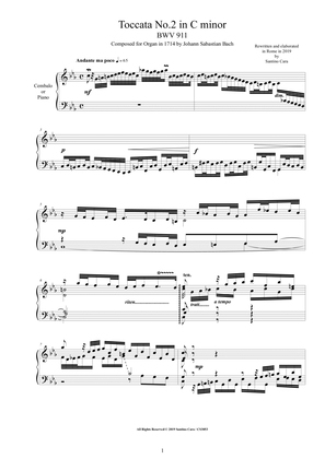Book cover for Bach - Toccata No.2 in C minor BWV 911 for Harpsichord or Piano - Complete score
