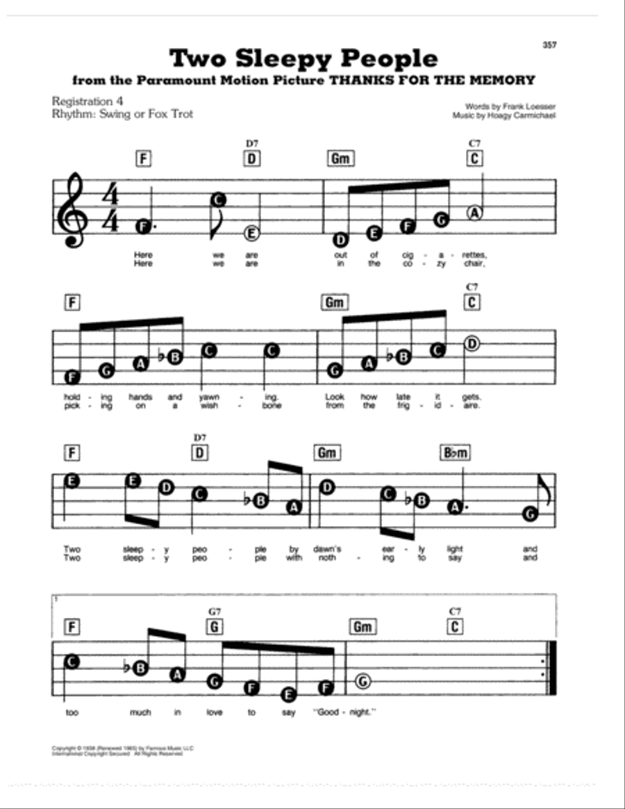 Two Sleepy People Electronic Keyboard scores gallery preview page 1