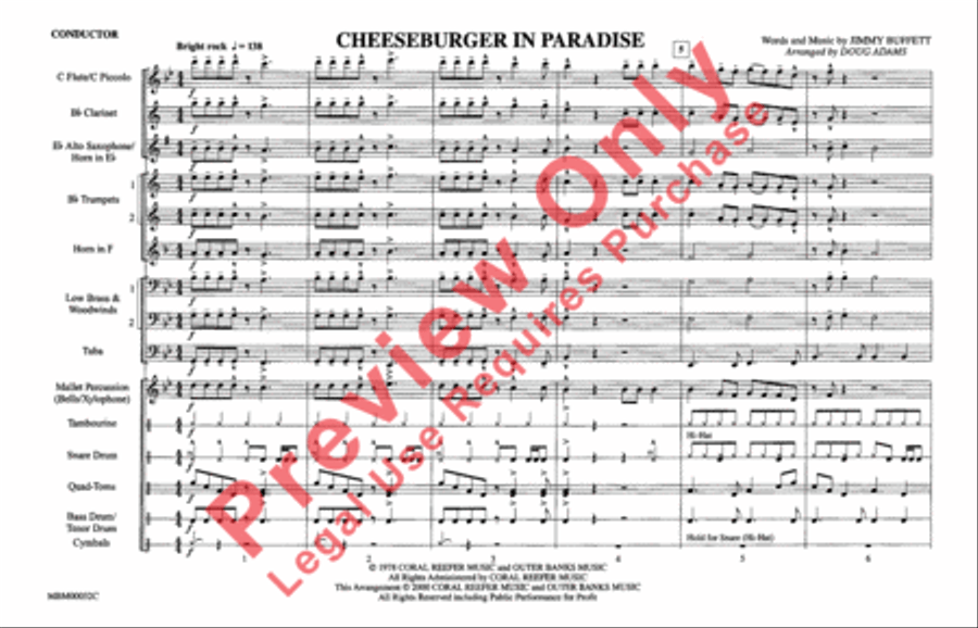 Cheeseburger in Paradise Marching Band scores gallery preview page 2