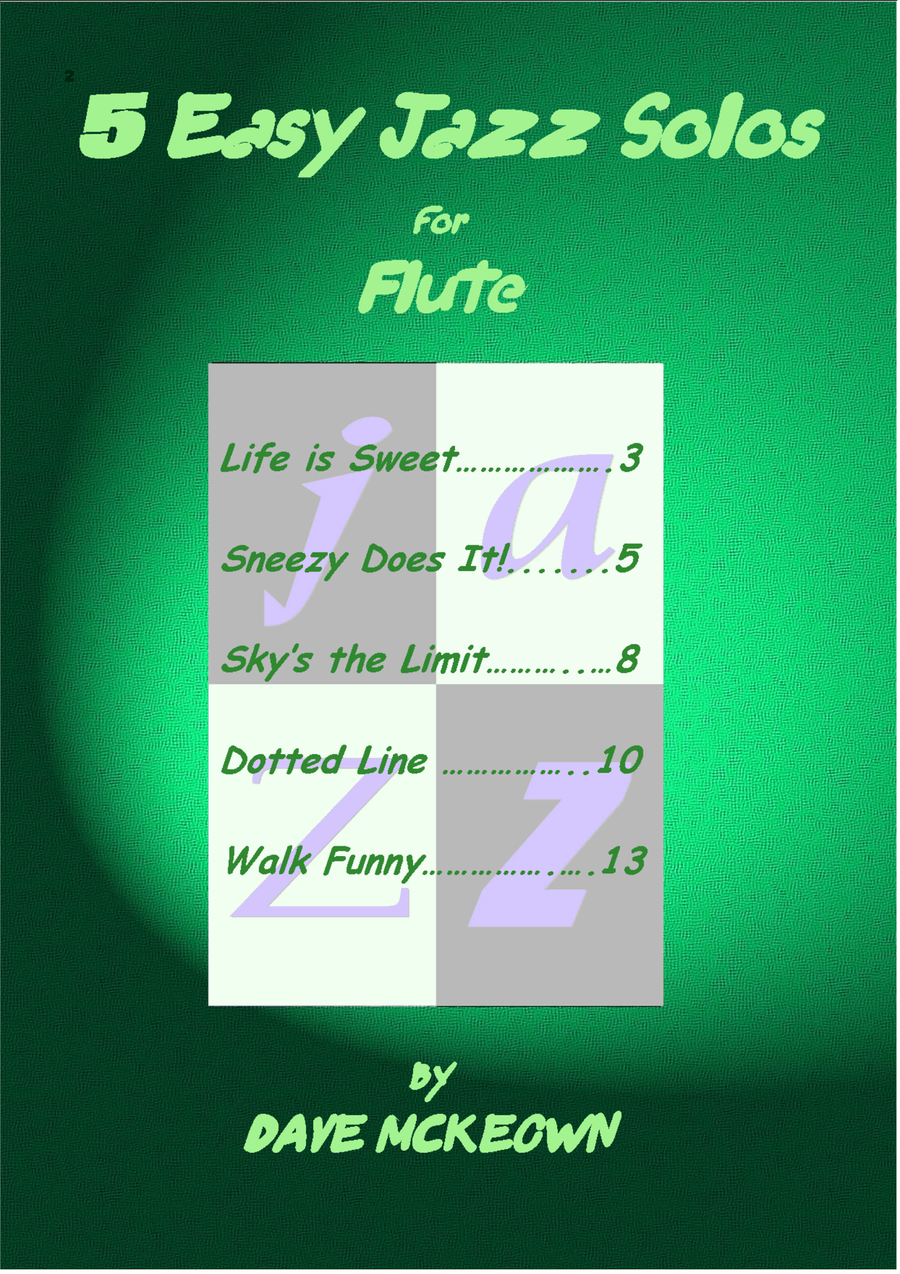 5 Easy Jazz Solos for Flute and Piano Flute Solo scores gallery preview page 2