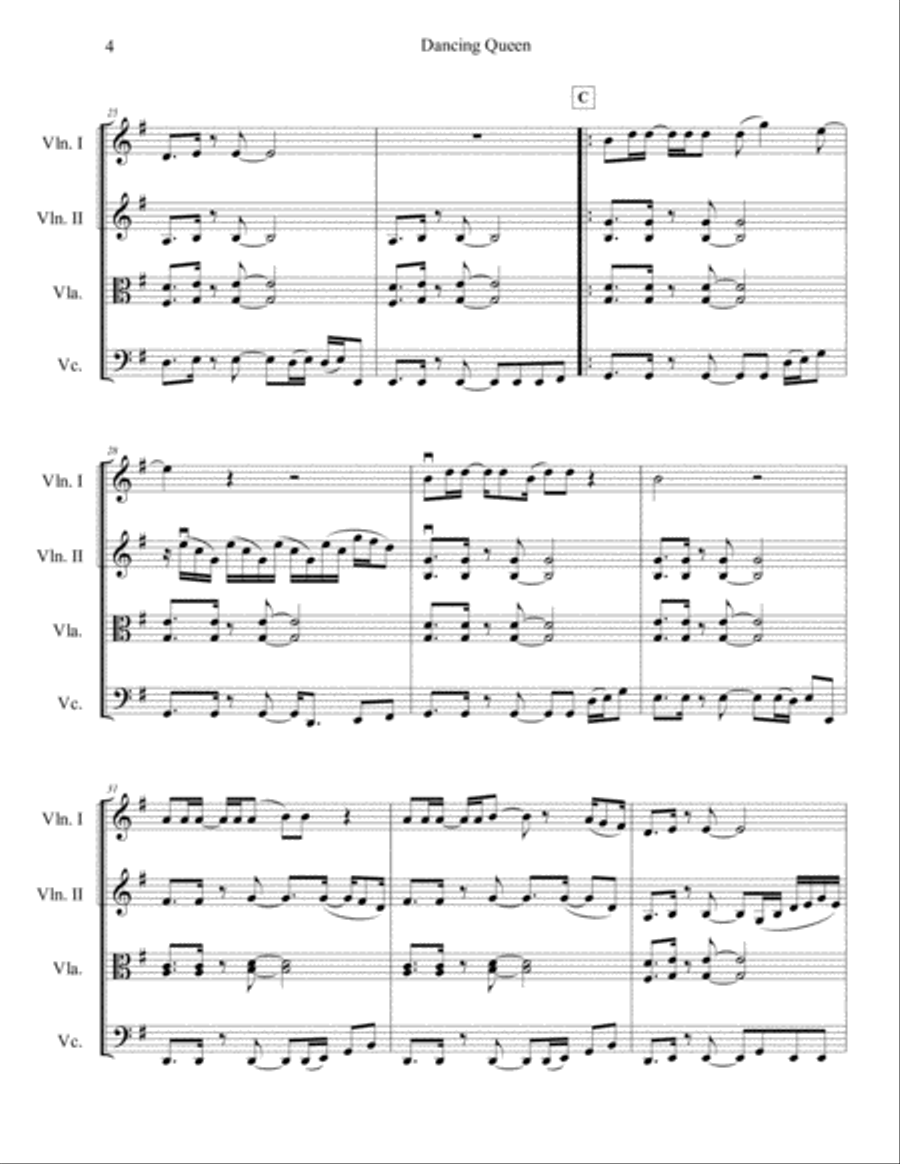 Dancing Queen Dancing Queen String Quartet scores gallery preview page 5