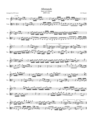 Allemande from Keyboard Suite in G Min. for Flute & Viola Duet