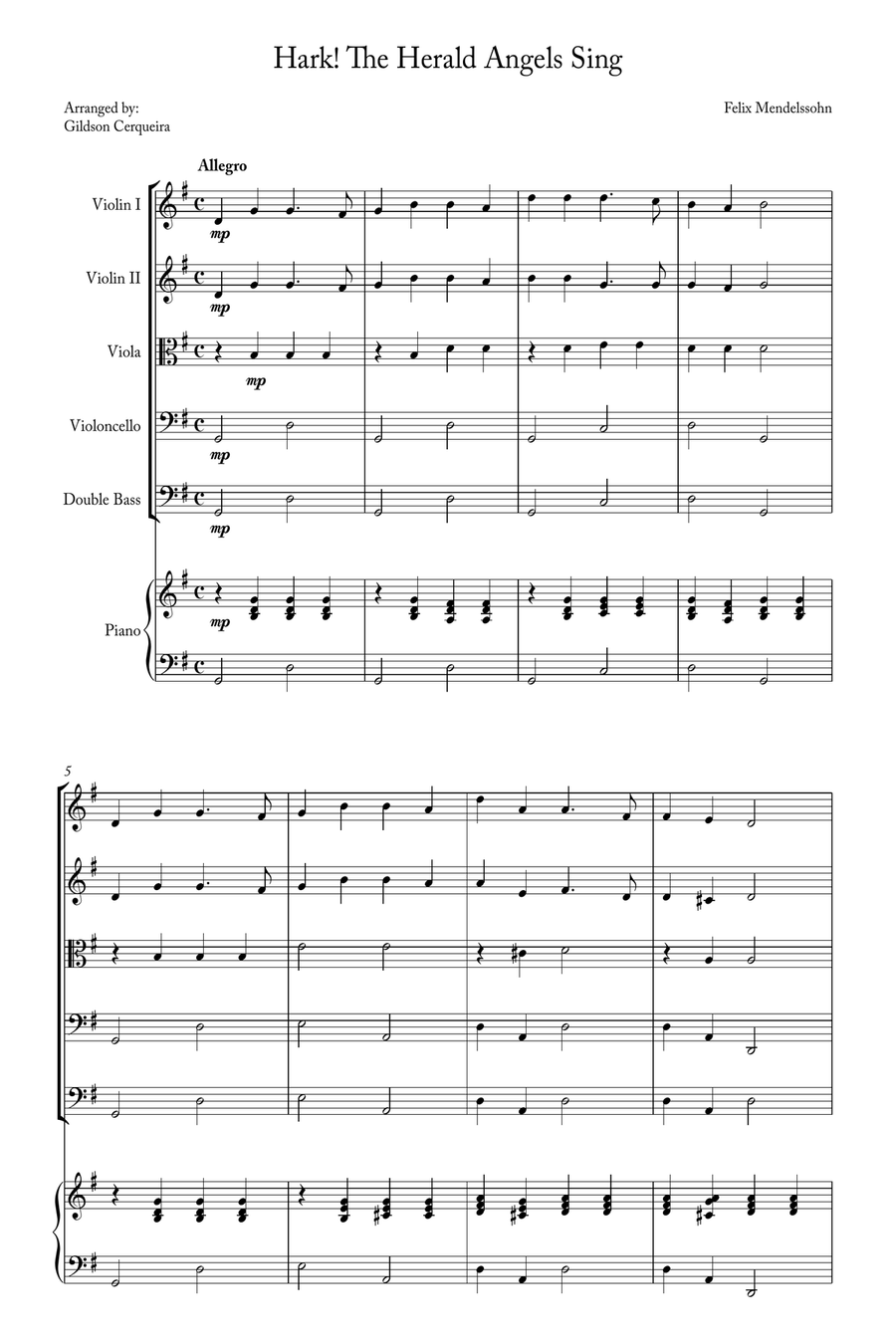 Hark! The Herald Angels Sing String Orchestra scores gallery preview page 1